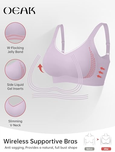 Image of OEAK Women Jelly Bra Wireless Anti Sagging Full Coverage Bras