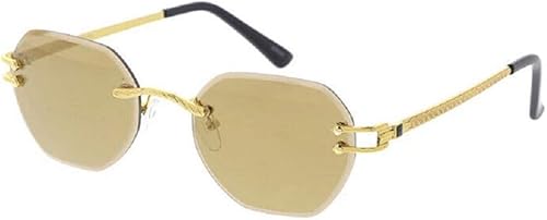 Miniatura 3 de Gafas de sol redondas de lujo geométricas sin montura delgadas de aviador