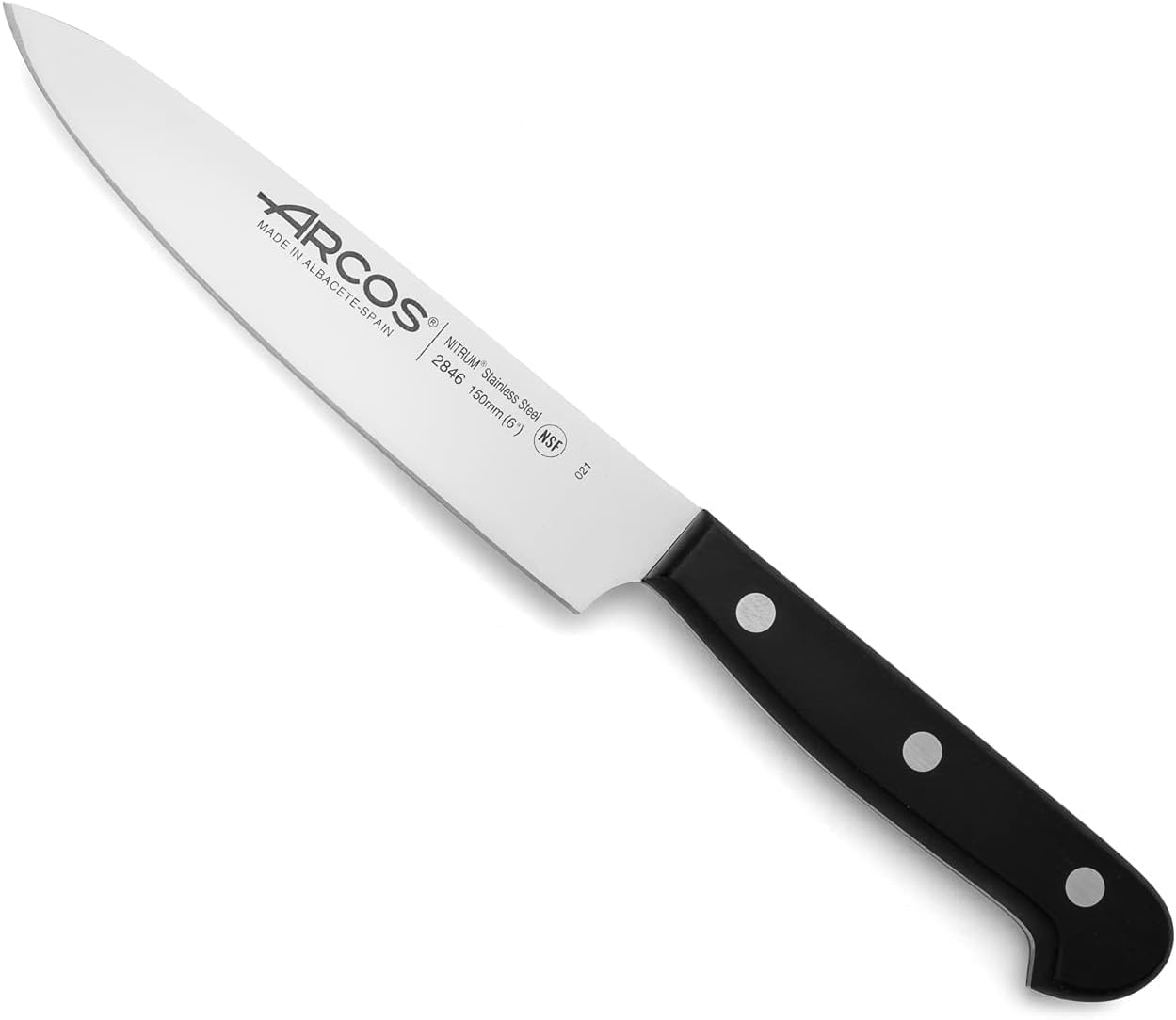 Arcos Set Coltelli 3 Pezzi in Acciaio Inossidabile Nitrum – Lama Professionale, Ideale per Cucina – Manico Ergonomico in Poliossimetilene POM, Serie Universal – Nero