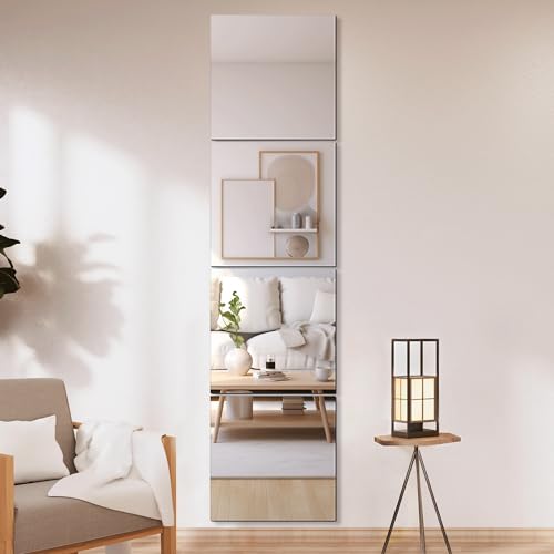 Delma Frameless Mirror Tiles 18"x18"x4 Pcs Wall Mounted, Shatter Resistant