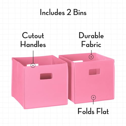 RiverRidge Folding Storage Bins with Handles Pink Cube Storage Organizer for Closet, Bedroom & Playroom - Closet Organizers and Storage Set of 2 thumbnail 5