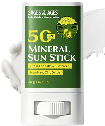 Image of Beef Tallow Mineral Sunscreen Stick SPF 50 for Face & Body, Broad Spectrum, Non-Nano Zinc Oxide, No White Cast, Reef Safe, Water Resistant 80 Min, Fragrance Free, Travel Size 20g