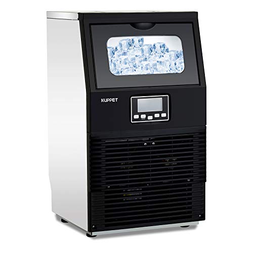 KUPPET Commercial Ice Machine Freestanding Automatic Portable Ice Cube Machine for RestaurantsBarsHomesOffices 88 LBS24H Stainless Steel
