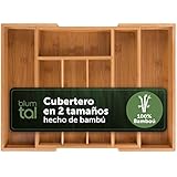 Blumtal Organizador de Cubiertos y cajones de Cocina de Bambú con Compartimentos Ajustables 5 a 7 compartimientos (Estándar)