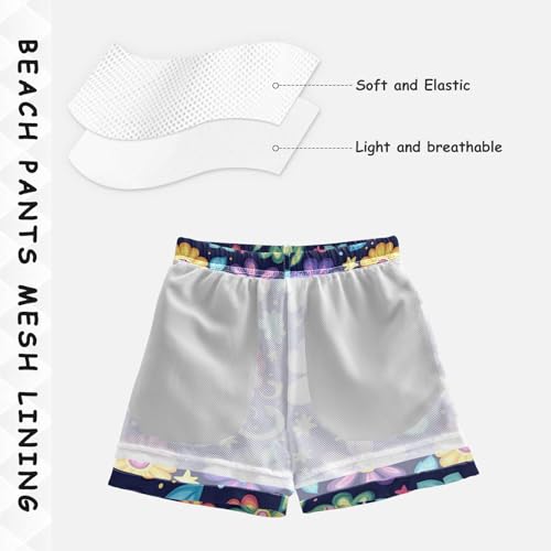 Pigsaly Boys' Swim Board Shorts Rainbow Flower Star Boy's Swim Trunks Kids Swimwear 5T4