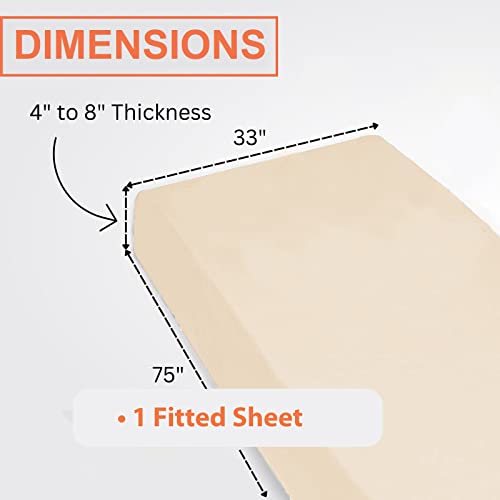 Ideahome Jersey Knit Fitted Cot Sheet, Soft Material, Suitable For Bunk Beds, Camping, Rvs, Folding Beds, Boys & Girls, 75" X 33" With 8" Pocket, 1 Pack (Cream, Cot Sheet) #TOP1