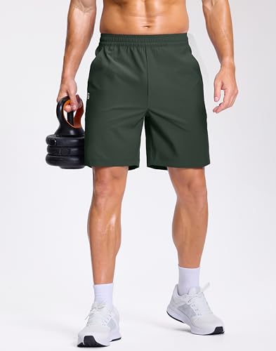 Image of GGJ Men's Lightweight Athletic Shorts with 2 Zipper Pockets 7 inch /9 inch /5 inch Gym Workout Running Quick Dry Tennis Shorts for Men