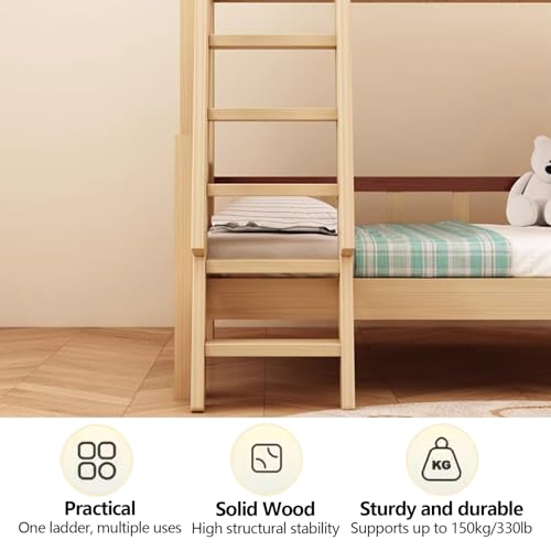 Escalera de madera para litera de 55 pulgadas de alta resistencia con pasamanos ergonómico 8