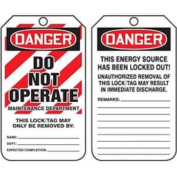 Accuform MLT401CTP Tag, Danger Do Not Operate Maintenance Department, 5 7/8" x 3 1/8" Pf-cardstock (Pack of 25)