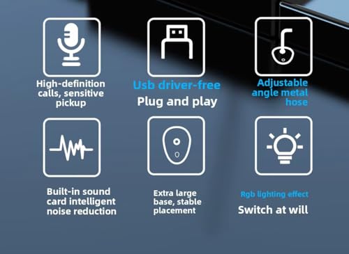 Image of ETZIN USB Computer Microphone with Mute Button and RGB Lighting,Plug&Play USB 3-Port Hub Mic for Conference,Gaming,You,Desktop PC Mic for -Black- EPL-1534UG