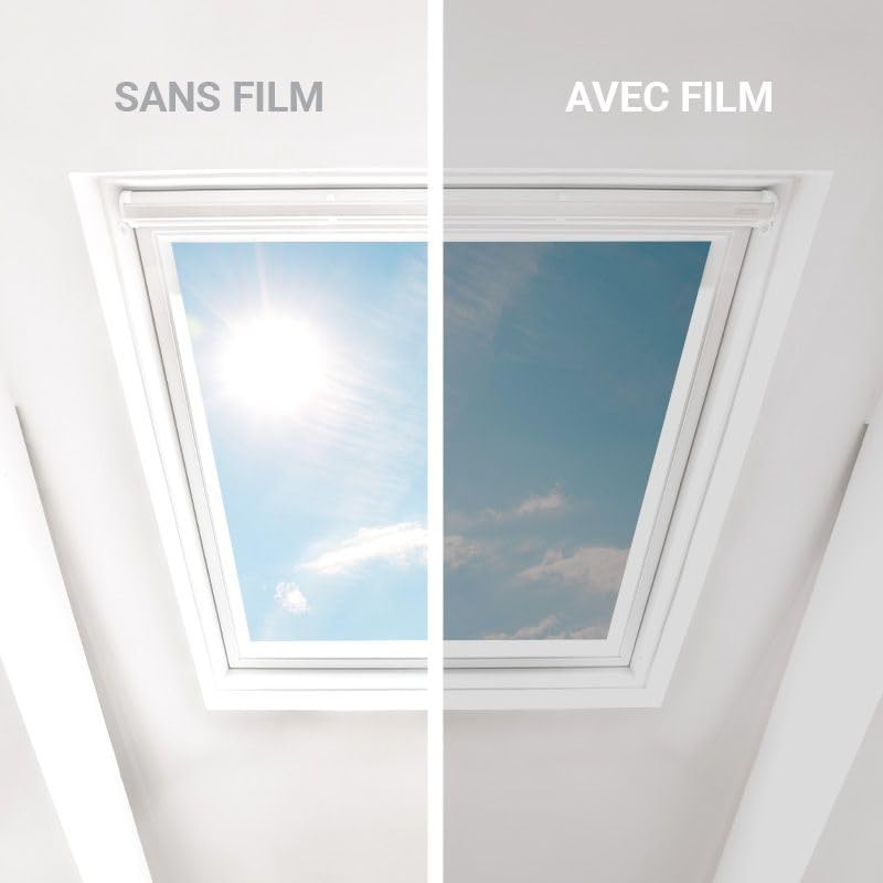 DIMEXACT - Film Anti Chaleur pour velux - Argent chromé - Haute durabilité - 75 cm x 1 m - en Rouleau