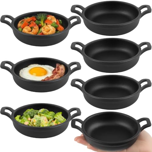 7 Pcs Mini Cast Iron Skillets Cast Iron Pan 4.7 x 4.7 x 1.6 Inch Small Black Baking Plate Cooking Pot Round Serving Dish Cookware Frying Sizzling Oven Safe Picnic Kitchen Indoor Outdoor Restaurant by Norcoin - Used condition - US$37.98