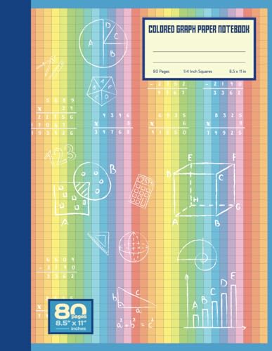 Colored Graph Paper Notebook |Quad ruled 4x4: ADHD Math Workbook for Middle and High School |80 Tinted Pages, 8.5 x 11 Inches.