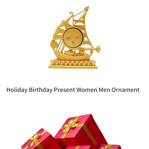 Estatua Decorativa Barco Feng Shui Dorado miniatura 6