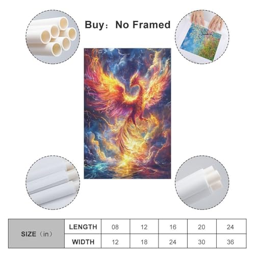 Cuadros de fénix sobre lienzo premium TNSGHAVED con acabado artístico texturizado de 50x75 cm 2