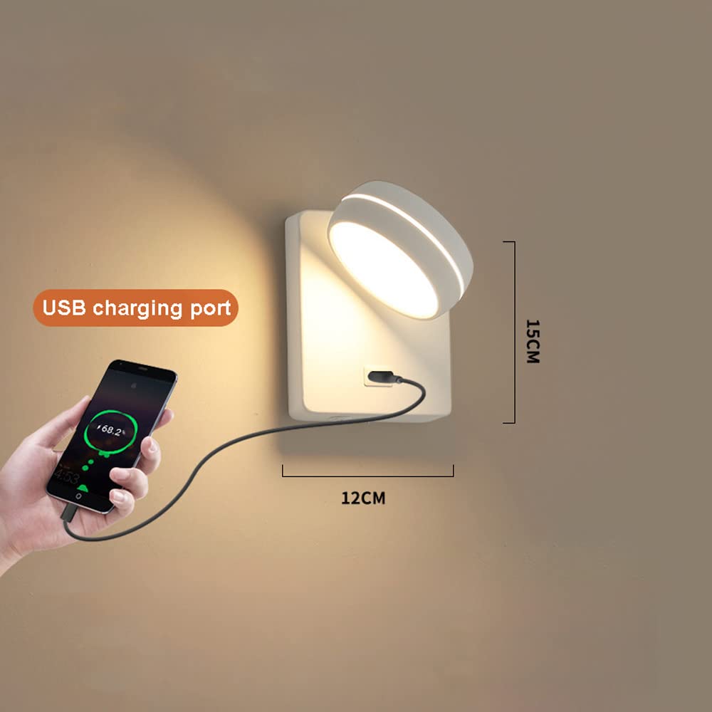 Applique Murale LED Applique Murale Réglable Chargeur USB Lampe De Lecture De Chevet, Luminaire De Tête De Lit Lampe De Lecture De Lit Focalisé, Chambre Hôtel Salon 6W Lumières De Lavage Mural