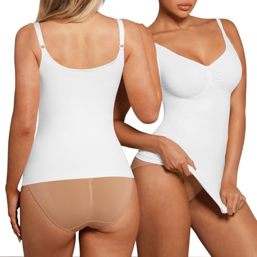 Image of FeelinGirl Womens Tank Top Shapewear Tummy Control Tops Slimming Cami Tank Seamless Compression V Neck Camisole