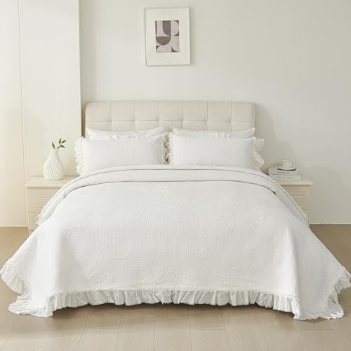 Parure de lit bohème en coton vctops crème brodé toutes saisons - 3