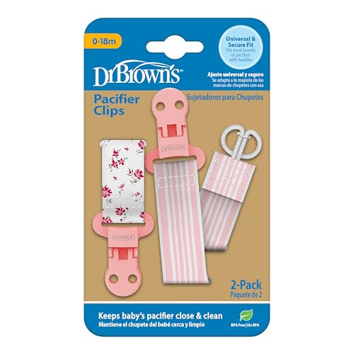 Dr. Brown's Fabric Pacifier Clips, Flowers/Stripes, 0-18 Months, 2-Pack - image 8