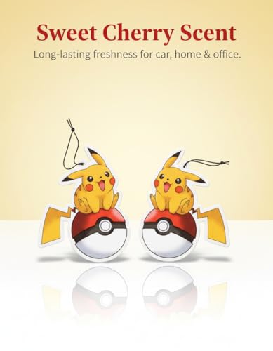 Image of PumpCar 2 pieces double-sided yellow pika hanging cartoon cherry-scented funny car air freshener Cool hanging for rearview mirror Car Interior Accessories Gifts
