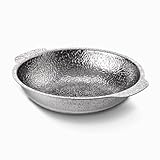 Stainless Steel Cooking & Serving Bowl, Buffet Party Pans, Fruit & Ramen Cooking Bowl, 3-Ply Pan with Aluminum Core, Multi-Functional Platter, Decorative Dinnerware (8.66" Diameter with Handles)