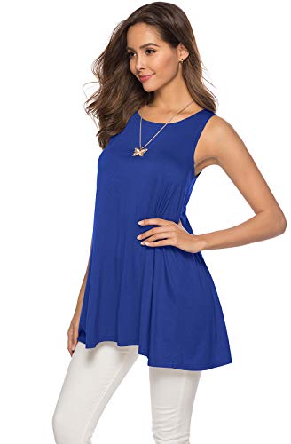 CEASIKERY Women's Sleeveless Tunics Women Flowy Tunic Tank Tops for Leggings (Medium, Blue) — view 5
