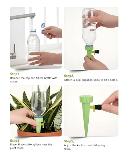Image of Drip Irrigation Kit for Home Garden - Self Watering System for Indoor Plants, Slow Release Watering Spikes, Plant Watering Spikes for Bottles Set (Pack of 6)