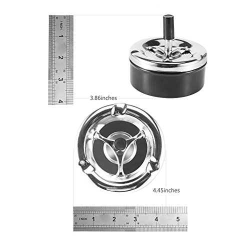 Push Down Ashtray, Stainless Steel Mini Round Ashtray With Spinning Tray Tabletop Cigarette Ashtray Smokers Smoking Ash Tray Holder For Home Office Use By Liangxiang #TOP6