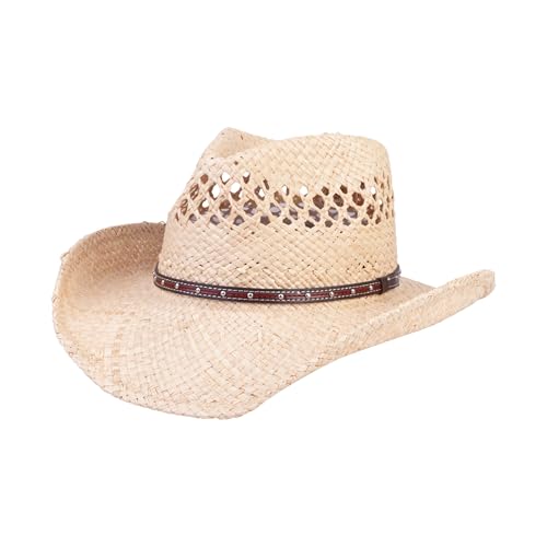 Image of Straw Cowboy Hats Cowgirl Hat Western Cowboy Hat Rancher Hat for Men Women, Exquisite Decoration Band