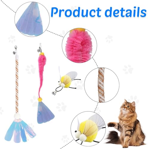 Varita de repuesto con campanas para gatos de interior y recambios interactivos 4