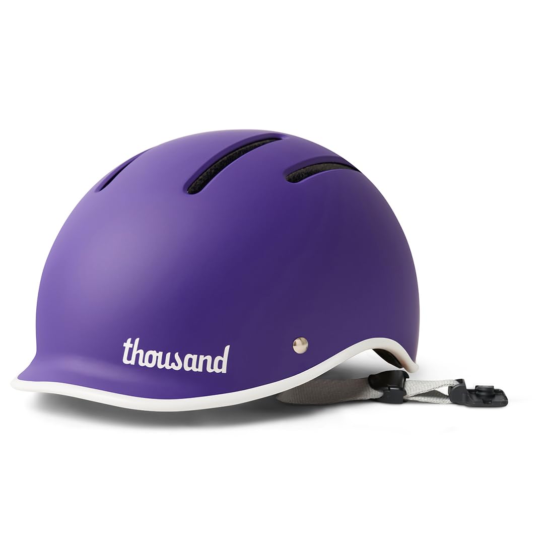 Thousand Kids Helmet – Free Reflective Sticker Pack to Customize, No Pinch Magnetic Buckle, Multi Sport Safety CSPC ASTM CE Certified – Jr Collection (Party Purple, Nylon Straps) — image 1