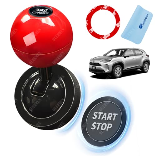 車のエンジンスタート ボタン 面白い 車 プッシュスタート レバー スタートボタン 自動車の点火ボタンカバー 後付け 装飾改造アクセサリー ユニークな 簡単取り付け オールメタル素材 レッド (トヨタシリーズ対応 レッド, ヤリスクロスに適用)