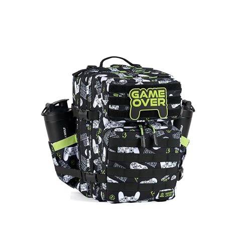 Image of WOLFpak 25L Athletic Gym Backpack (Game Over) Durable 1000D Waterproof Oxford Material w /MOLLE Webbing, Laptop Pocket & Dual Cup Holders, Durable Fitness /Travel /Military Daypack