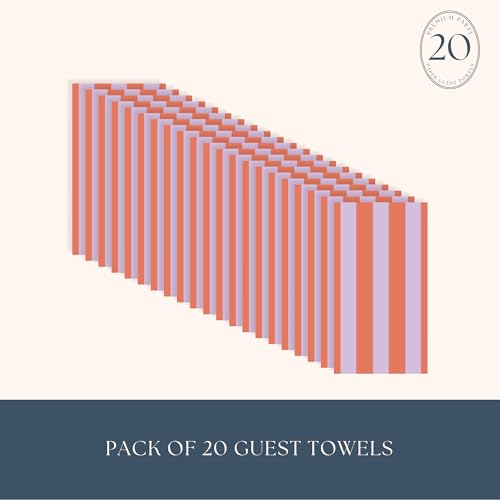 Image of Bonjour Fete Orange & Purple Cabana Stripe Towels, Pack of 20, 4.25x7.75 inch