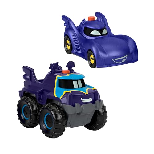 Fisher-Price DC Batwheels Light-Up 1:55 Scale Toy Cars 2-Pack Bam the Batmobile and Buff Preschool Pretend Play Ages 3+ Years HML25