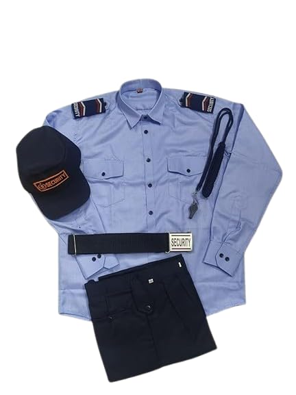 Security Guard Uniform Accessories Set | Cap, Belt, Lanyard with Whistle | Office & Security Use | Professional Guard Accessories (Black & Blue)-image-35