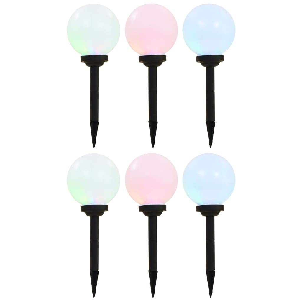 vidaXL 6X Lampade Solari da Esterni Sferiche LED RGB Giardino Faretti Lampioni Solari Decorazione Luci Notturne Ecologiche 20 cm Bianche