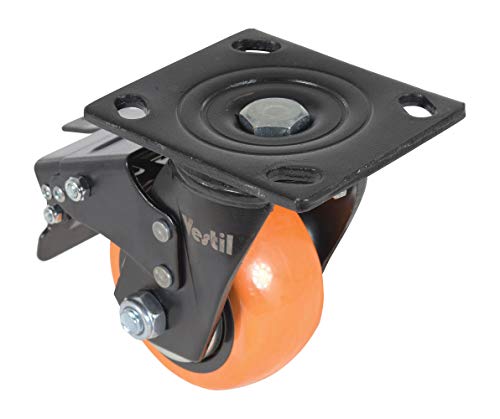 Roulette pivotante en polyuréthane 4 x 2 haute résistance à frein total