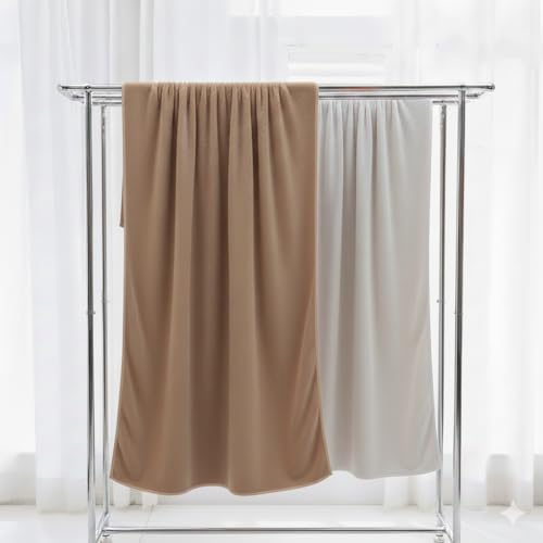 Image of Dribble Coral Fleece 450 GSM Bath Towel 70x140 cm | Ultra Soft, Quick Dry, Highly Absorbent | Lightweight & Skin-Friendly Towel for Bathroom, Gym & Travel, (Brown /Grey, Pack of 2)