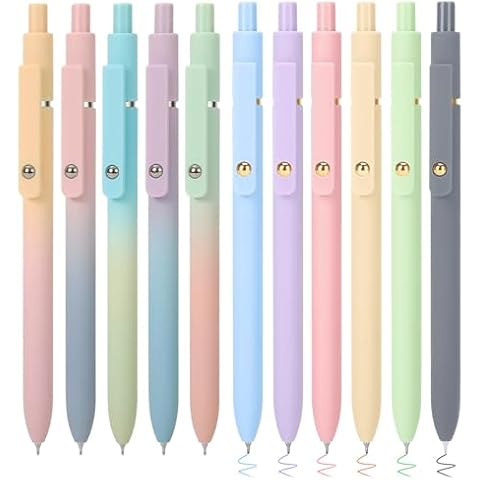 FIOVER 11PCS Gel Pens,5pcs Black ink Pens & 6pcs Colored Gel Pens High-End Series Pens for Journaling Note Taking, Cute Office School Supplies Gifts for Women Men Cover