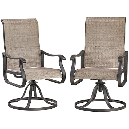 Patio Swivel Chairs Set of 2, Outdoor Rocking Dining Chairs with High Back
