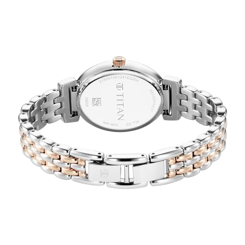 Image of Titan Aura Phase Quartz Analog Silver White Dial Stainless Steel Strap Watch for Women-95242WM01