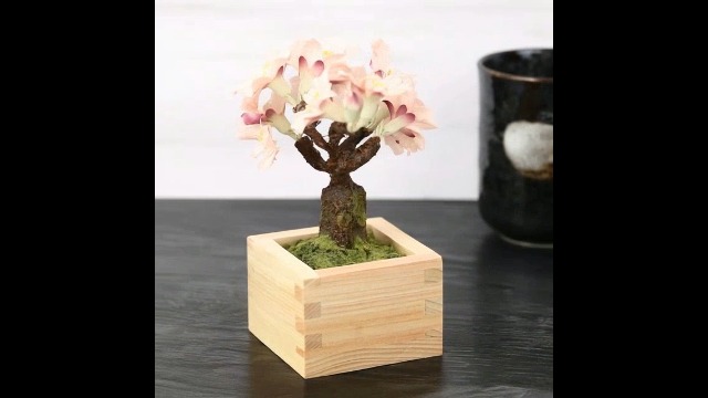 Amazon｜Rose7 手漉き和紙とひのき升を使用した 盆栽 フェイク 人工