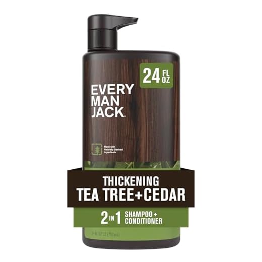 Every Man Jack 2-in-1 Tea Tree + Cedar Shampoo + Conditioner - Thicken, Cleanse, and Hydrate Hair with Coconut, Aloe, Tea Tree Oil - Naturally Derived and No Harmful Chemicals - 24oz -1 Bottle