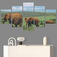 SIGNWIN 5 Panel Canvas Wall Art Animals Expressionism Group Modern Artwork for Home Decorations Ready to Hang - 60