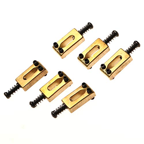WANBY 6 Pcs Brass Gold Color Brass Saddle String Guitar Bridge with Wrench for Electric Guitar Replacement Parts - Thumbnail 7