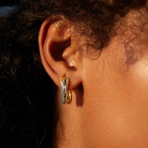 Gold And Silver Hoop Earrings For Women Two Toned Hoops2