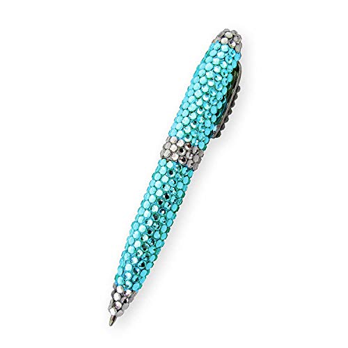 BG247 Light Blue with White Crystal Rhinestone Roller Ball Pens | 5-Pack
