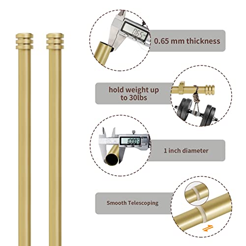 2 Pack Gold Curtain Rods For Window 28-48 Inch(2.3-4 Feet), Heavy Duty Curtain Rods Adjustable, Modern Gold Drapery Rod Of Window Treatment, Metal Long Curtain Rods, 1 Inch Diameter, Gold, Set Of 2 #TOP3