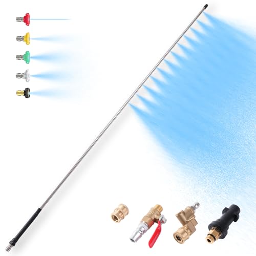 40in Radiator Cleaning Wand,Radiator Flush And Cleaner Tool,Radiator Genie Water Air Cleaning Wands,12 linear water outlet holes,Max 5000PSI Pressure Washer,Fit Over Household Cars,Trucks,RV
